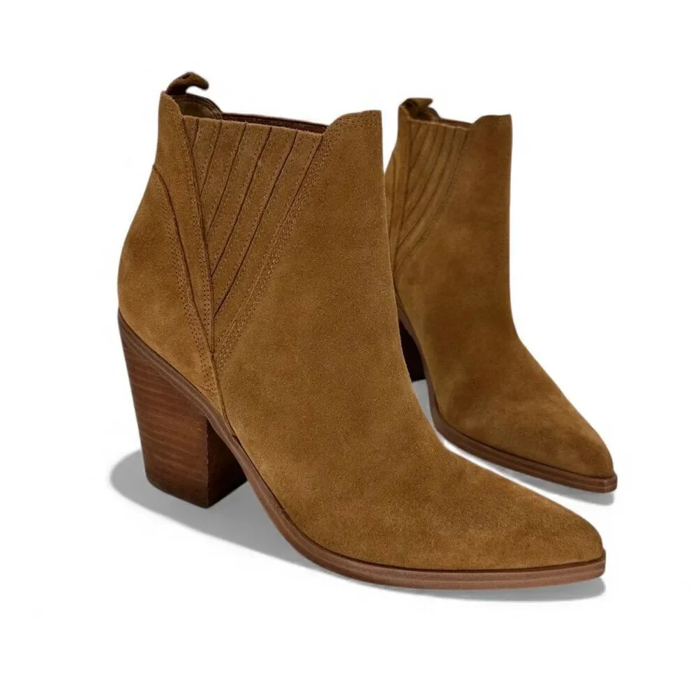 Marc Fisher LTD Gadri Leather Rhum Suede Pointed Toe Chelsea Boot Women’s 10